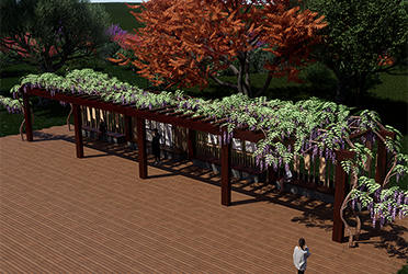 萬寧公園仿木紋戶外爬藤廊架景區(qū)長廊廊架