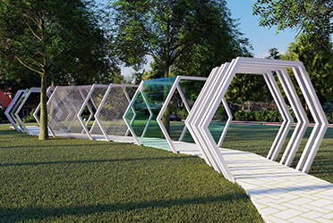 西安公園六邊形廊架長(zhǎng)廊