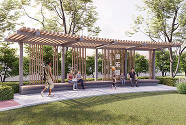 萬寧公園景區(qū)仿木單臂景觀廊架廠家